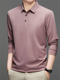 Men's Simple Solid Color Long Sleeve Polo Shirts