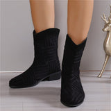 Women's Chic Pointed Toe Low Heel Patchwork Martin Boots