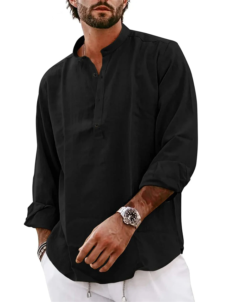 Oversized Streetwear Henley Shirts for Men