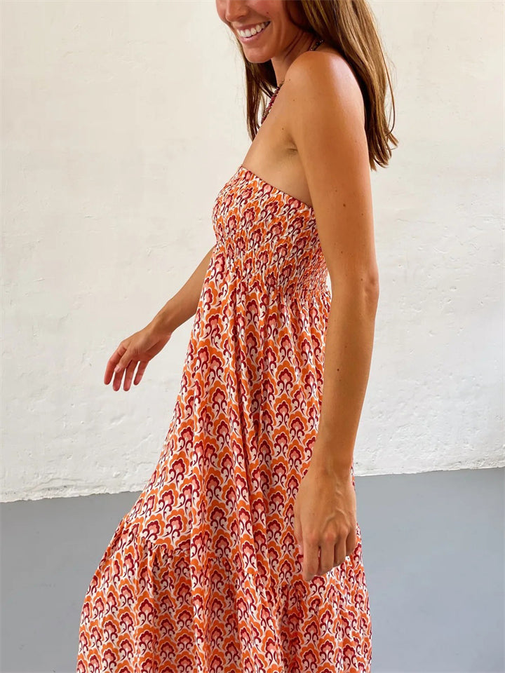 Ethnic Print High-Rise Ruffled Skirt for Women