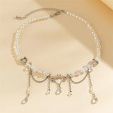 Angel Love Crystal Water Drop Tassel Necklace for Women
