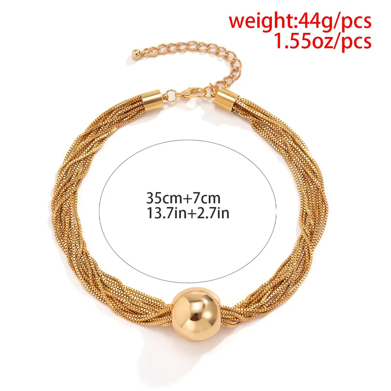 Classy Big Ball Multi-layer Choker Collarbone Chain Necklaces