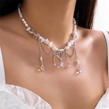 Angel Love Crystal Water Drop Tassel Necklace for Women