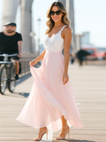Women's Pretty Lace Chiffon Maxi Dress