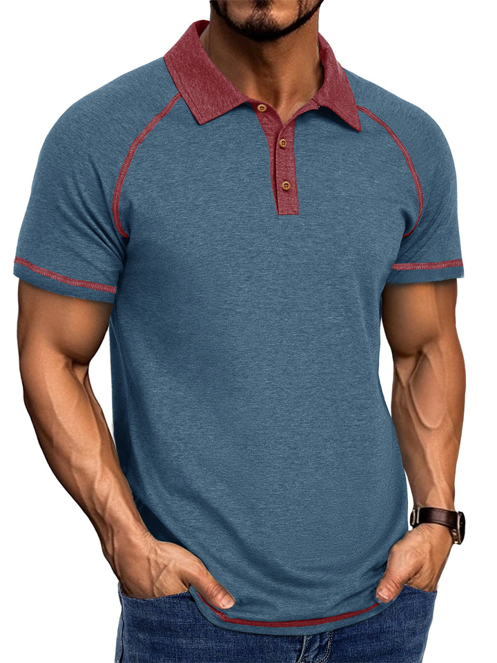 Men's Summer Contrast Color Lapel Polo Shirts