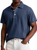 Men's Summer Solid Color Short Sleeve Lapel Polo Shirts