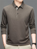 Men's Simple Solid Color Long Sleeve Polo Shirts