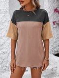 Women's Color Block Striped Texture Casual Shirt
