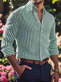 Men's Stripe Long Sleeve Lapel Shirts