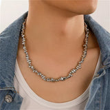 Silver Irregular Bead Hip-Hop Chain Necklace