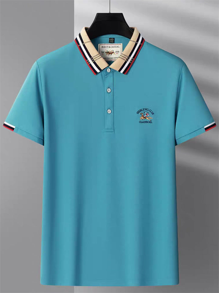 Men's Contrast Color Casual Short Sleeve Lapel Polo Shirts