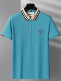 Men's Contrast Color Casual Short Sleeve Lapel Polo Shirts