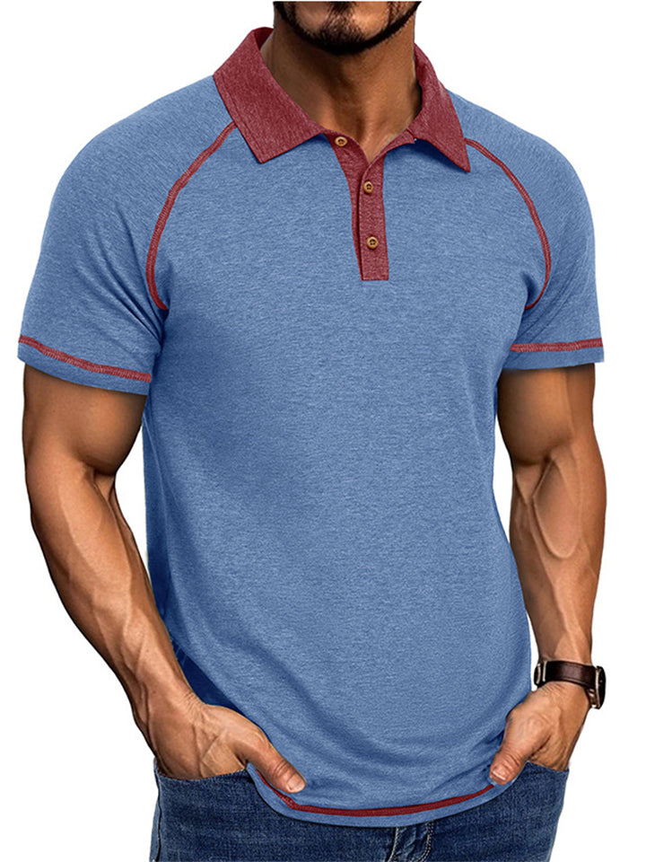Men's Summer Contrast Color Lapel Polo Shirts