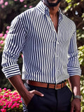 Men's Stripe Long Sleeve Lapel Shirts