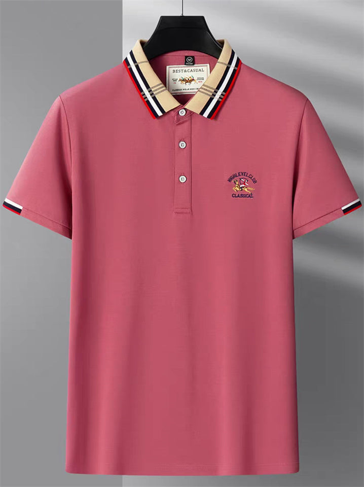 Men's Contrast Color Casual Short Sleeve Lapel Polo Shirts