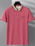 Men's Contrast Color Casual Short Sleeve Lapel Polo Shirts