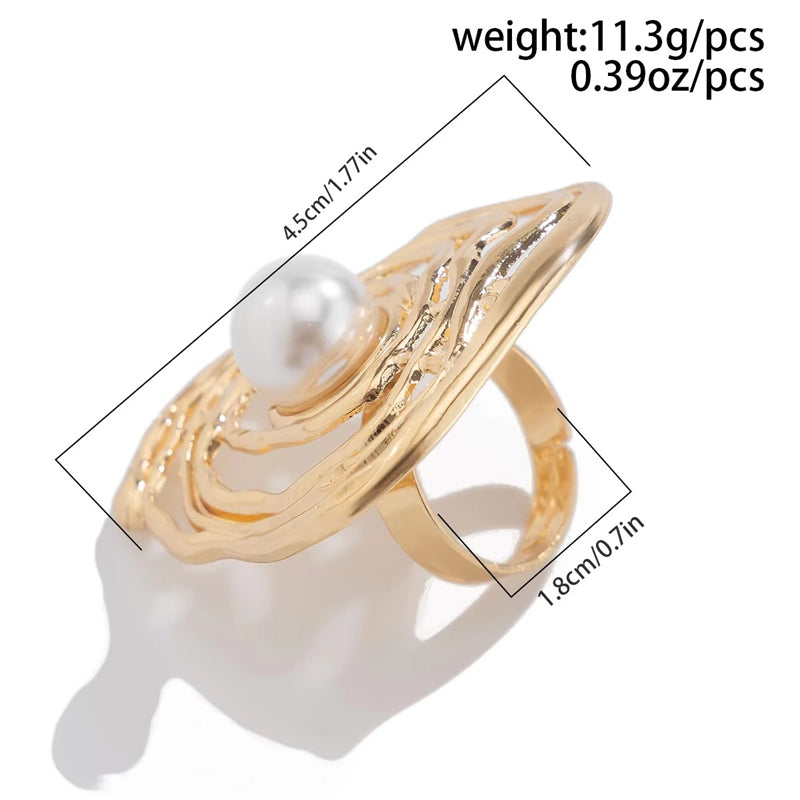 Fashion Intertwined Metal Imitation Pearl Rings for Lady