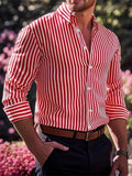 Men's Stripe Long Sleeve Lapel Shirts