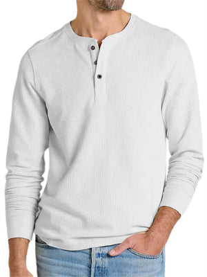 Men's Slim Fit Long Sleeve Knitted Henley Shirts