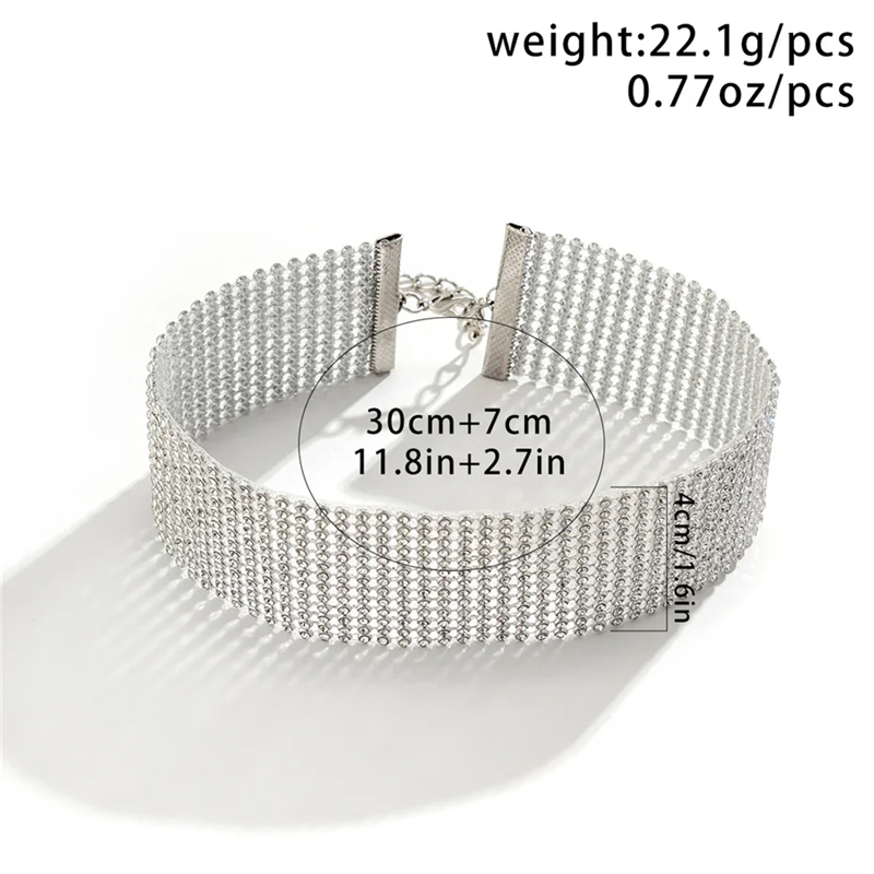 Female 1.5CM & 4CM Sparkling Rhinestone Choker Necklaces