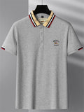 Men's Contrast Color Casual Short Sleeve Lapel Polo Shirts