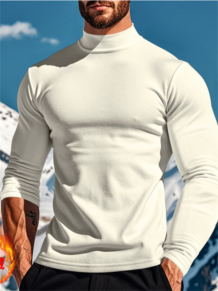 Men's Solid Color Comfy Semi High Neck Shirt