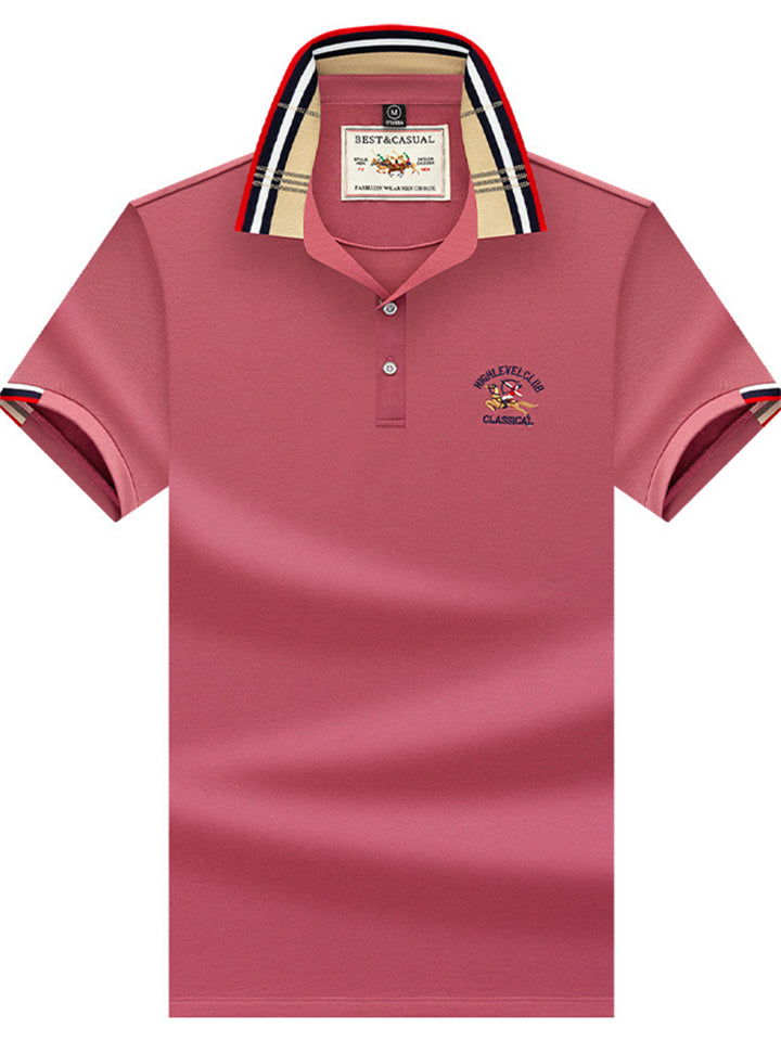 Men's Contrast Color Casual Short Sleeve Lapel Polo Shirts