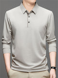 Men's Simple Solid Color Long Sleeve Polo Shirts