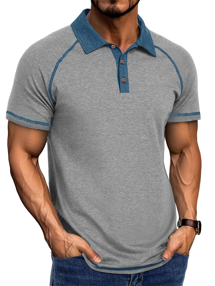 Men's Summer Contrast Color Lapel Polo Shirts