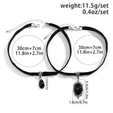 2Pcs/Set Gothic Black Crystal Pendant Wildcat Chokers