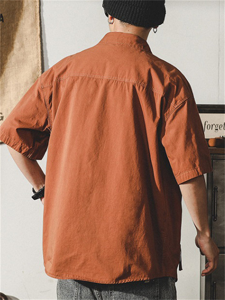 Men's Cool Multi Pockets Button Up Cargo Shirts