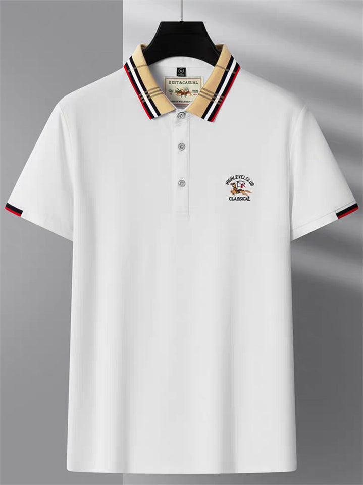 Men's Contrast Color Casual Short Sleeve Lapel Polo Shirts
