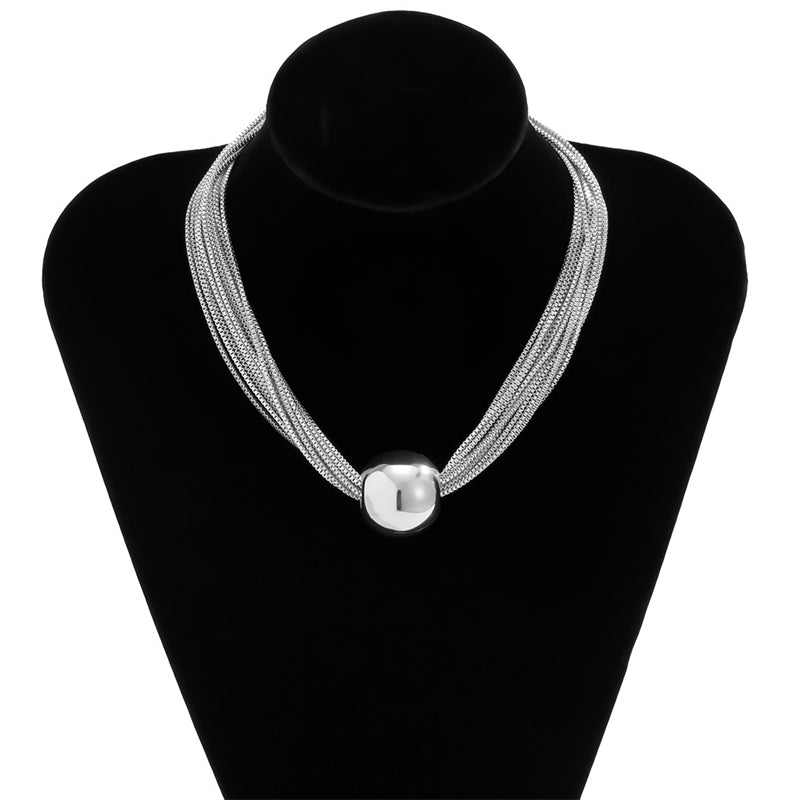 Classy Big Ball Multi-layer Choker Collarbone Chain Necklaces