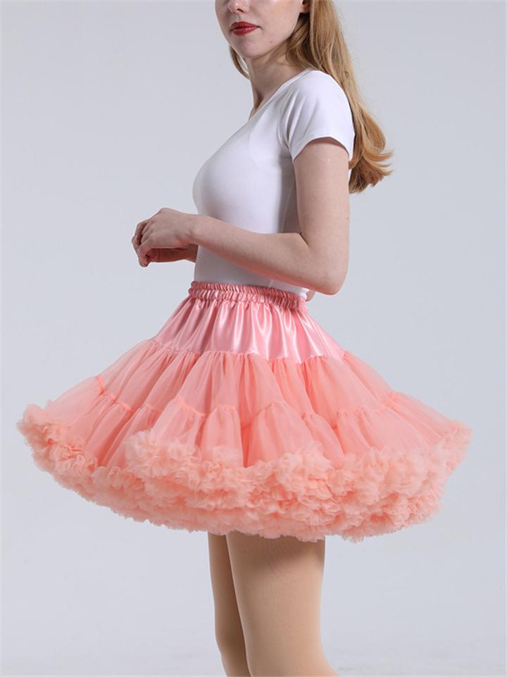 Pretty Ballet Elastic Waistband Tulle Mini Flared Tutu Skirt