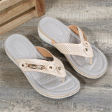 Summer Metal Buckle Celebrity Beach Slippers for Women