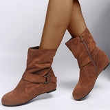 Fashion Non-Slip Faux Suede Flat Heels Ankle Boots for Women