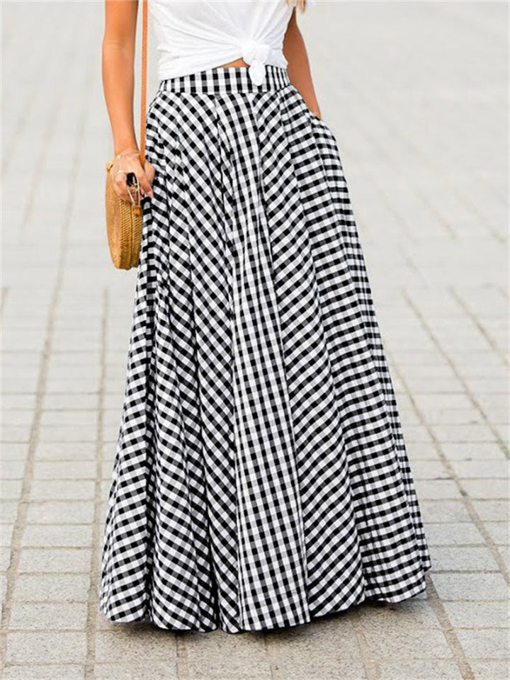 New Classy Plaid Print High-waisted Ladies Skirts