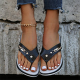 Summer Metal Buckle Celebrity Beach Slippers for Women