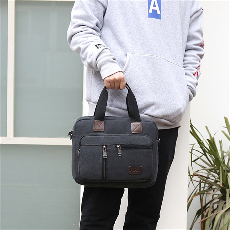 Men's Large Capacity Multifunctional Canvas Business Handbag