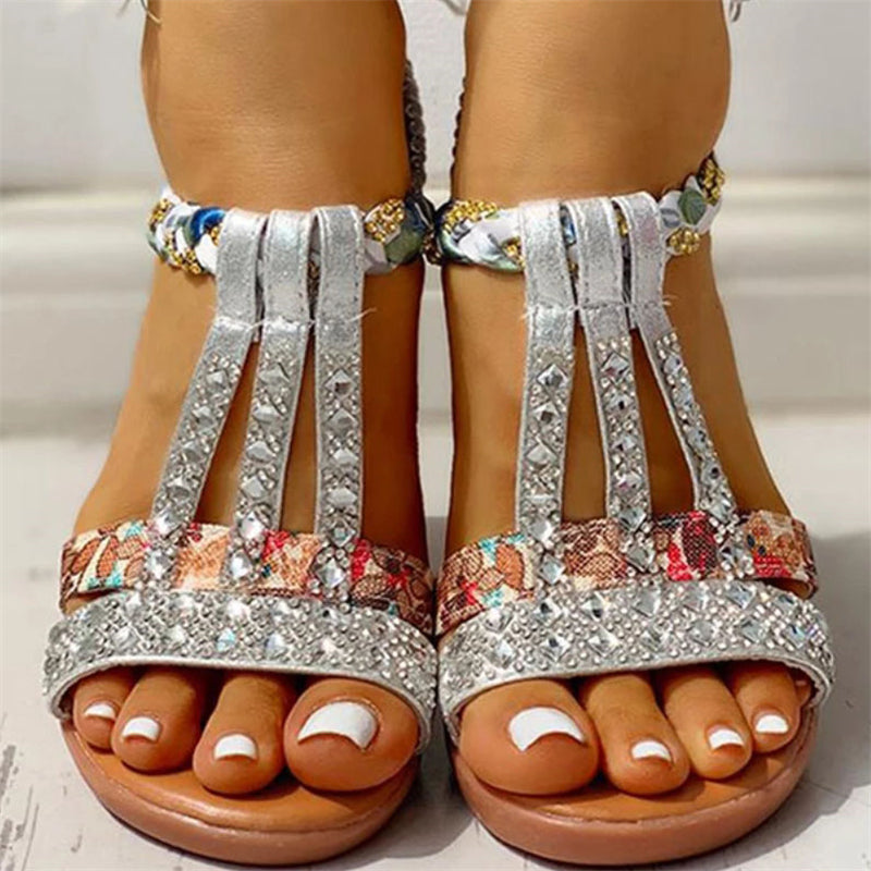 Super Cute Shiny Elastic Band Platform Wedges Sandals for Women