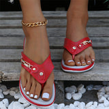 Summer Metal Buckle Celebrity Beach Slippers for Women