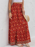 High Waist Casual Printed Split Long Skirts
