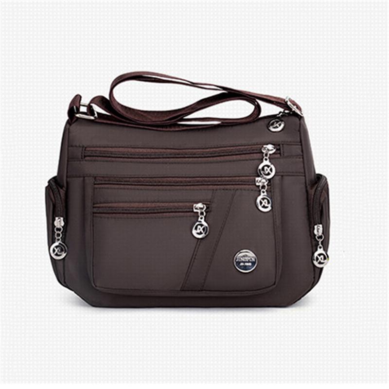 Multi-Pocket Zip Fastening Adjustable Shoulder Strap Casual Crossbody Bag