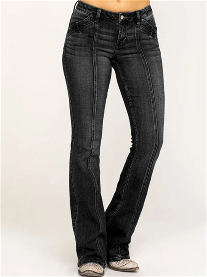 Vogue Slimming Skinny Washed Women's Flared Denim Pants