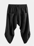 Men's Calf-Length Drawstring Linen Harem Pants