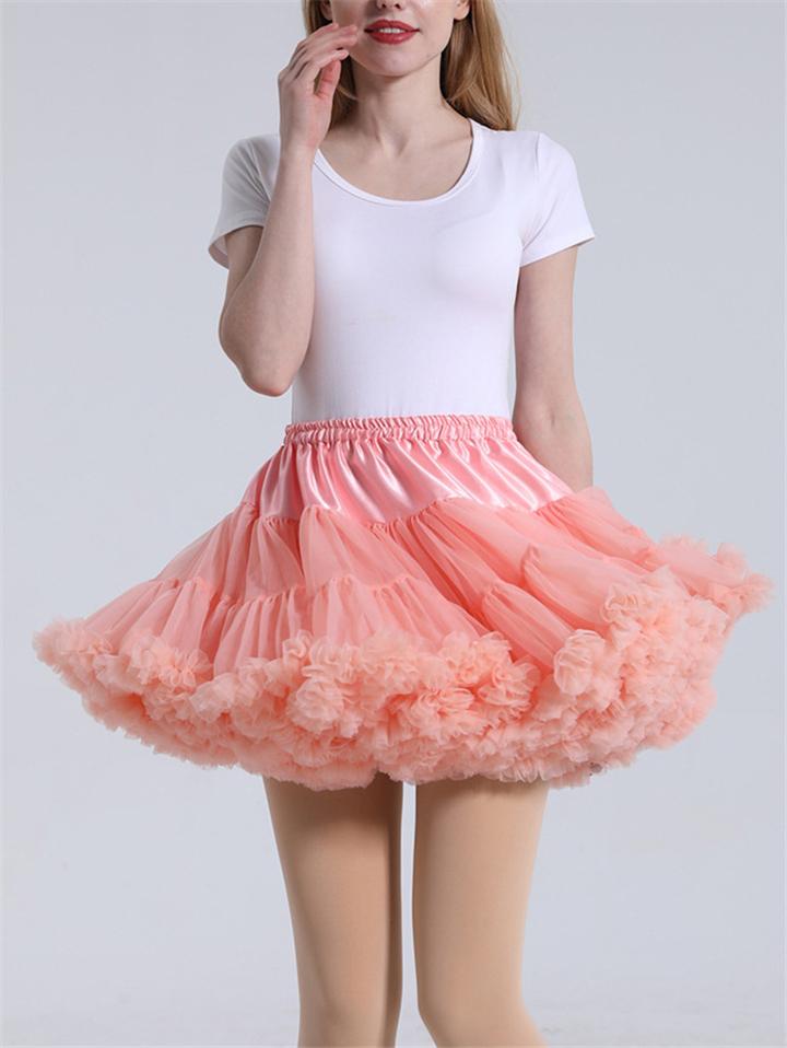 Pretty Ballet Elastic Waistband Tulle Mini Flared Tutu Skirt