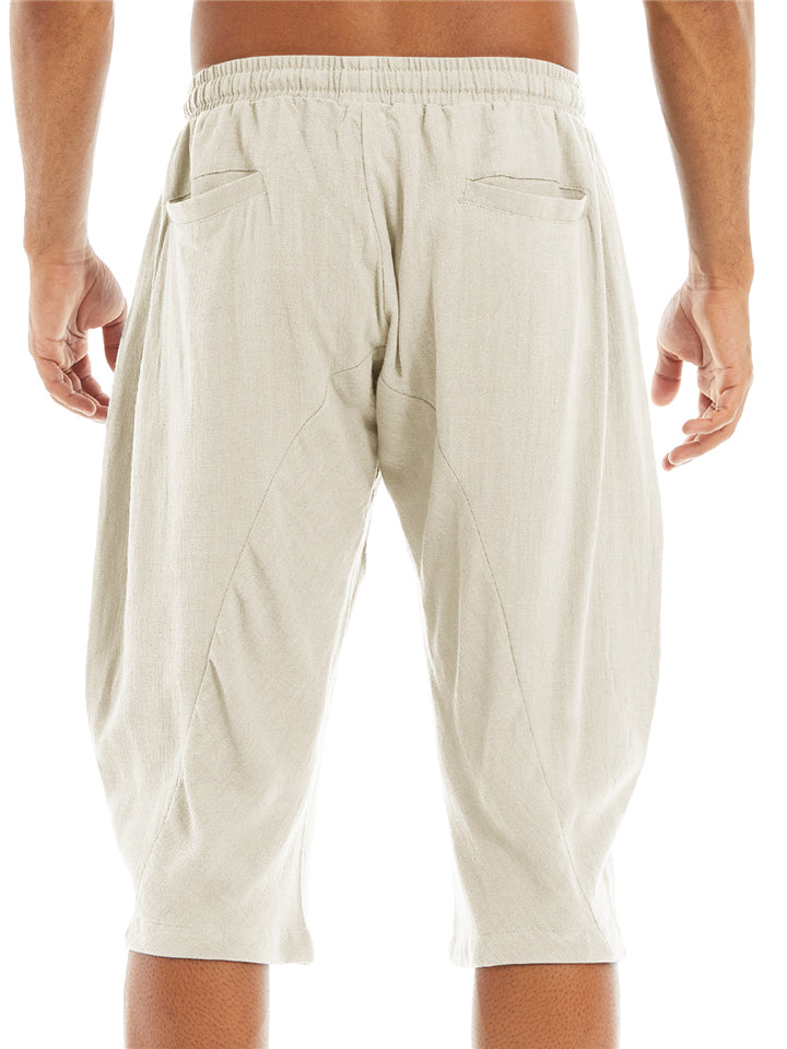 Casual Loose Men's Cotton Linen 3/4 Pants