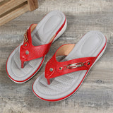 Summer Metal Buckle Celebrity Beach Slippers for Women
