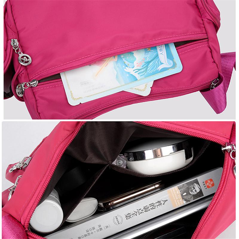 Multi-Pocket Zip Fastening Adjustable Shoulder Strap Casual Crossbody Bag