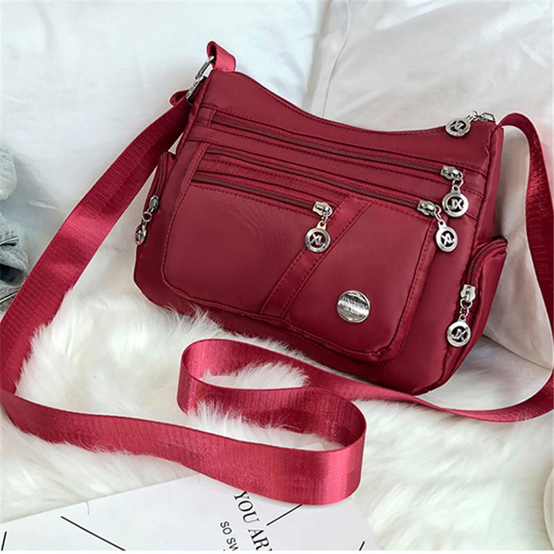 Multi-Pocket Zip Fastening Adjustable Shoulder Strap Casual Crossbody Bag